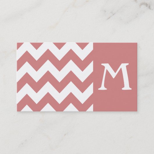 Roze gebold Chevron Monogram Visitekaartje (Voorkant)