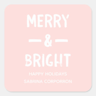 Roze gebold Merry & Bright Gift Stickers