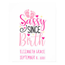 Roze geboorte Stats Baby Footprint Sassy from Birt