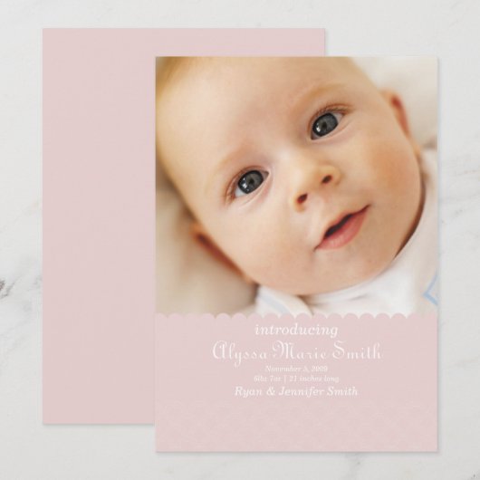 roze geboorteaankondiging aankondiging (Voorkant / Achterkant)