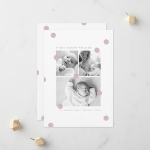 Roze Geboorteaankondiging Fotocollage Pasgeborene Aankondiging