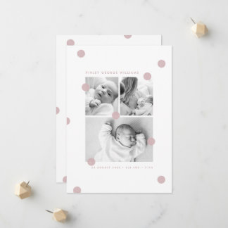 Roze Geboorteaankondiging Fotocollage Pasgeborene Aankondiging