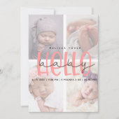 Roze geboorteaankondiging meisje scriptkaart kaart (Voorkant)