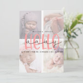 Roze geboorteaankondiging meisje scriptkaart kaart (Staand voorkant)