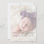 Roze geboorteaankondiging meisje scriptkaart kaart (Achterkant)