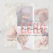 Roze geboorteaankondiging meisje scriptkaart kaart (Voorkant / Achterkant)