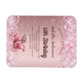 Roze geboortehuis koets meisjesachtige luxe uitnod magneet (Horizontaal)
