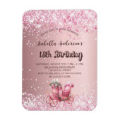 Roze geboortehuis koets meisjesachtige luxe uitnod magneet (Verticaal)