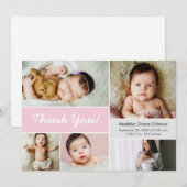 Roze Geboortekaartje Aangepaste foto Baby shower Bedankkaart (Voorkant / Achterkant)