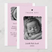 Roze geboortekaartje met foto kaart (Voorkant / Achterkant)