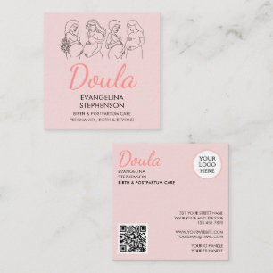 Roze Geboortelijngunst Verloskundige Doula Vierkante Visitekaartje