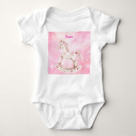 Roze geborduurde baby-body met chinoiserie motief  romper