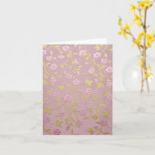 Roze geborduurde bloemen kaart (Gele Bloem)