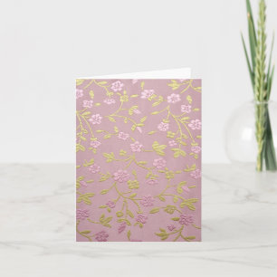 Roze geborduurde bloemen kaart