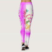 roze geborduurde palmbomen leggings (Achterkant)