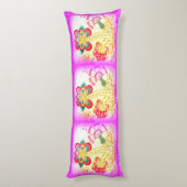roze geborduurde palmbomen lichaamskussen (Achterkant (Verticaal))