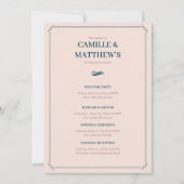 Roze Geborduurde Trouwroute Kaart (Voorkant)