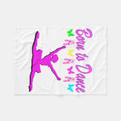  ROZE GEBOREN OM BALLERINA DESIGN TE DANSEN FLEECE DEKEN (Voorkant (Horizontaal))