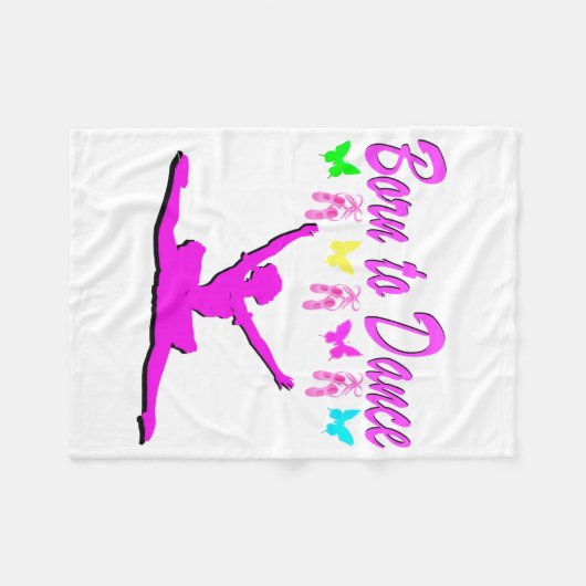  ROZE GEBOREN OM BALLERINA DESIGN TE DANSEN FLEECE DEKEN (Voorkant (Horizontaal))