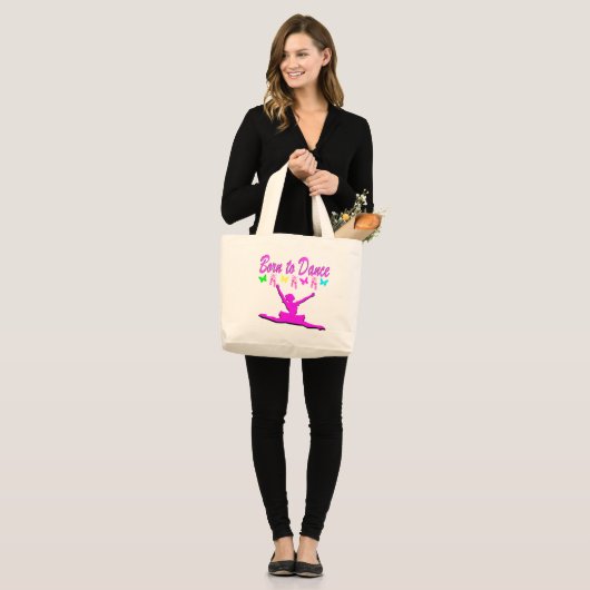  ROZE GEBOREN OM BALLERINA DESIGN TE DANSEN GROTE TOTE BAG (Voorkant (model))