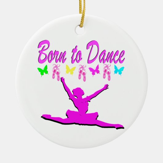  ROZE GEBOREN OM BALLERINA DESIGN TE DANSEN KERAMISCH ORNAMENT (Voorkant)
