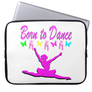 ROZE GEBOREN OM BALLERINA DESIGN TE DANSEN LAPTOP SLEEVE