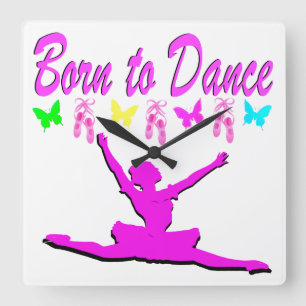 ROZE GEBOREN OM BALLERINA DESIGN TE DANSEN VIERKANTE KLOK