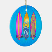 Roze Geboren te surf Keramisch Ornament (Rechts)