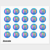 Roze Geboren te surf Ronde Sticker (Vel)