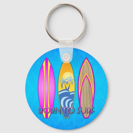 Roze Geboren te surf Sleutelhanger (Voorkant)