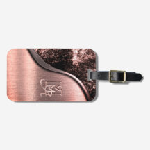 Roze geborsteld metaal en metalen steen monogram