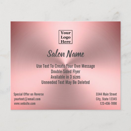 Roze Geborsteld Metaal Salon Sjabloon Flyer (Voorkant)