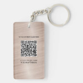 Roze Geborsteld Metaal Zakelijk Logo & QR Code Acr Sleutelhanger (achterkant)