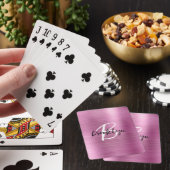 Roze Geborsteld Metaal Zwart Wit Schrift Monogram Pokerkaarten (Insitu)