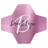 Roze Geborsteld Metaal Zwart Wit Schrift Monogram Voetbal (Enkel)