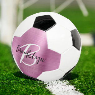 Roze Geborsteld Metaal Zwart Wit Schrift Monogram  Voetbal