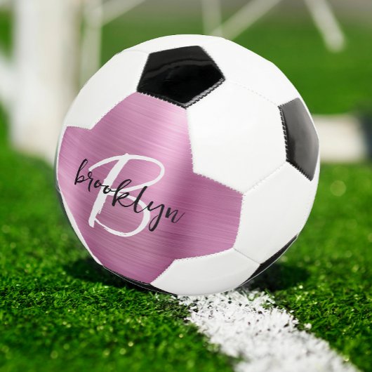 Roze Geborsteld Metaal Zwart Wit Schrift Monogram Voetbal