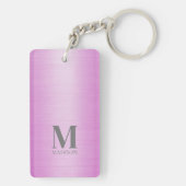 Roze geborsteld metallic gepersonaliseerd sleutelhanger (achterkant)