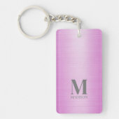 Roze geborsteld metallic gepersonaliseerd sleutelhanger (Voorkant)