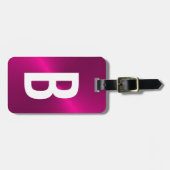 Roze Geborsteld Metallic Monogram Initiaal Bagagelabel (Voorkant horizontaal)