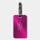 Roze Geborsteld Metallic Monogram Initiaal Bagagelabel (Achterkant verticaal)