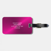 Roze Geborsteld Metallic Monogram Initiaal Bagagelabel (Achterkant horizontaal)