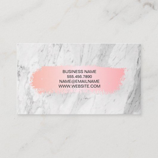 Roze geborsteld | Witte marmer Visitekaartje (Achterkant)
