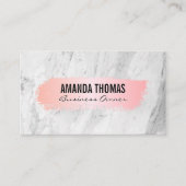 Roze geborsteld | Witte marmer Visitekaartje (Voorkant)