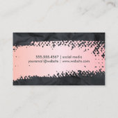 Roze Geborsteld | Zwarte Verkreukelde Textuur Visitekaartje (Achterkant)
