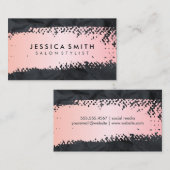 Roze Geborsteld | Zwarte Verkreukelde Textuur Visitekaartje (Voorkant / Achterkant)