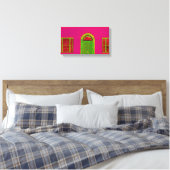Roze gebouw Abstract Canvas Afdruk (Insitu (Slaapkamer))