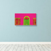 Roze gebouw Abstract Canvas Afdruk (Insitu (Houten vloer))
