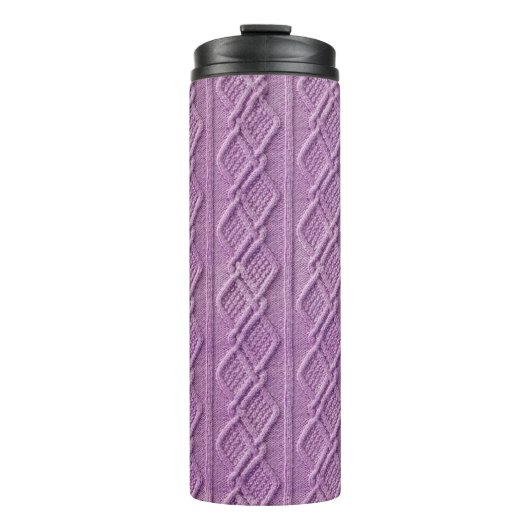 ROZE GEBREIDE LOOK PATRONEN THERMOSBEKER (Voorkant)