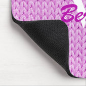 Roze gebreide textuur Muismat met monogram (Hoek)